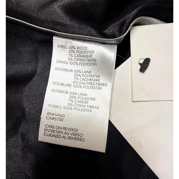 Calvin Klein Classic Single Breasted Wool Poly Cashmere Coat Black Sz 12 $440 - Picture 12 of 15